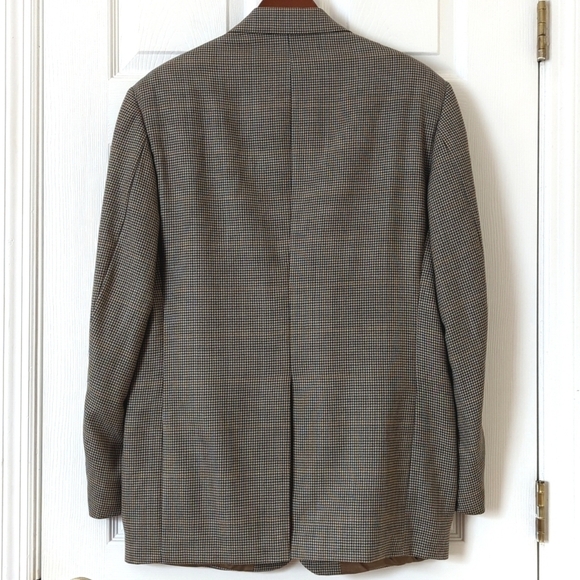 Brooks Brothers Preppy Classic Fit Houndstooth Worsted Wool Blazer Jacket Tan 40 - Picture 14 of 16